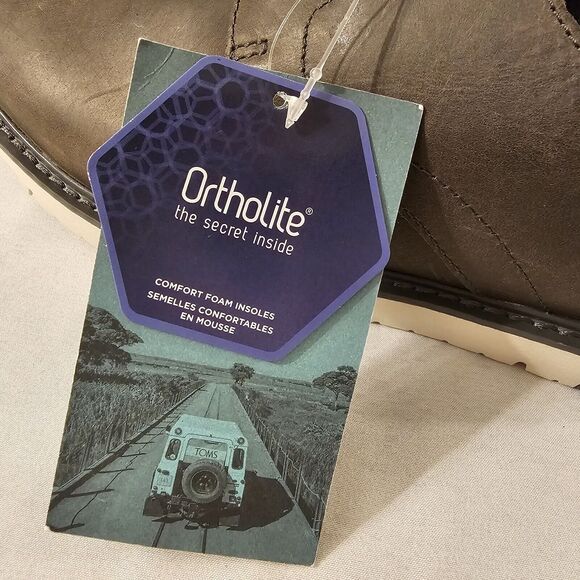 TOMS Men's Navi Water Resistant Smoke‎ Grey Leather Oxford Dress Shoe sz 7 - Picture 6 of 13